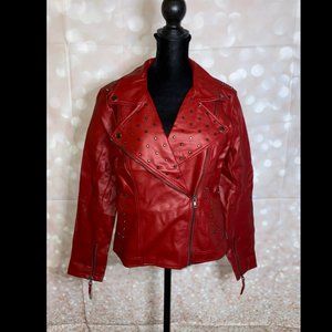 RED LEATHER JACKET SIZE MEDIUM